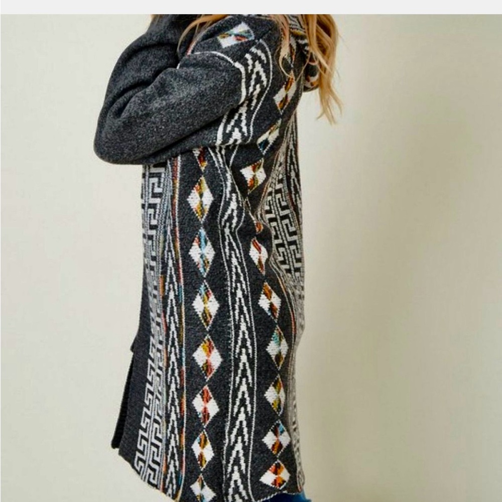 Anthropologie Northern Angel Chic Charcoal Patterned Cardigan